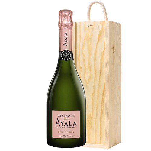 Ayala Rose Majeur Champagne 75cl In Pine Wooden Gift Box